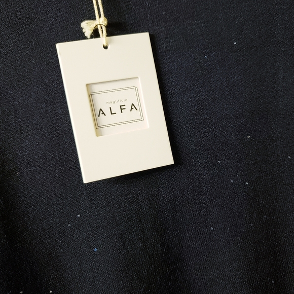 NEW! Italian Imported Starry Night Navy Knit Sequined Sweater - Picture 2 of 3